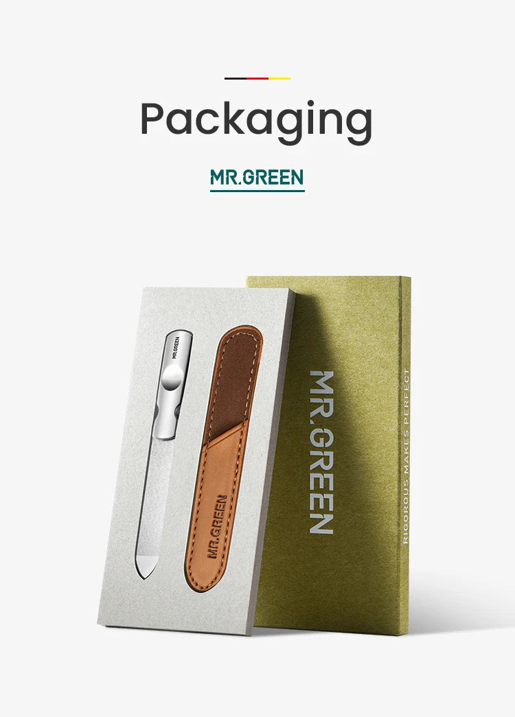 MR.GREEN Double-Sided Nail File — Stainless Steel Manicure & Pedicure Tool for Professional Finger & Toe Care