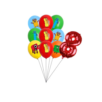 Number Birthday Building Blocks Party Decorations Set – Tablecloth, Banner, Balloons & Cake Topper for Kids & Baby Shower Supplies