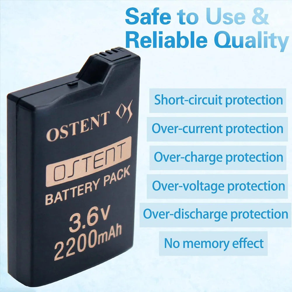 OSTENT 2200mAh 3.6V Rechargeable Lithium Battery for Sony PSP1000 PSP-280