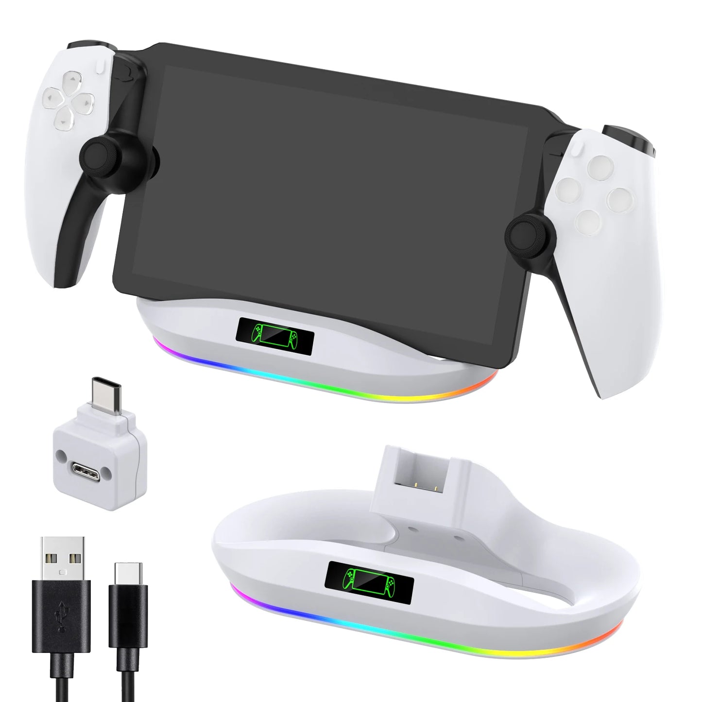 PlayStation Portal Charging Dock Station - Charger Stand with 9 Lights & Handheld Holder for PS Portal