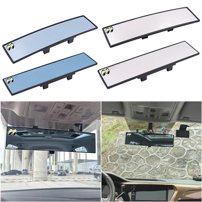 JDM Panoramic 300mm Rearview Mirror - Broadway Style Wide Angle Mooneyes Yellow Car Interior Mirror