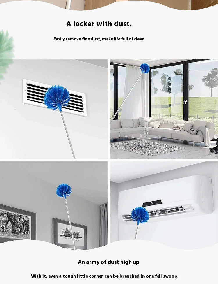 2.5m Spider Web Broom Set — 3-Pack Retractable Ceiling & Roof Dust Sweeper, Extended Dust Duster