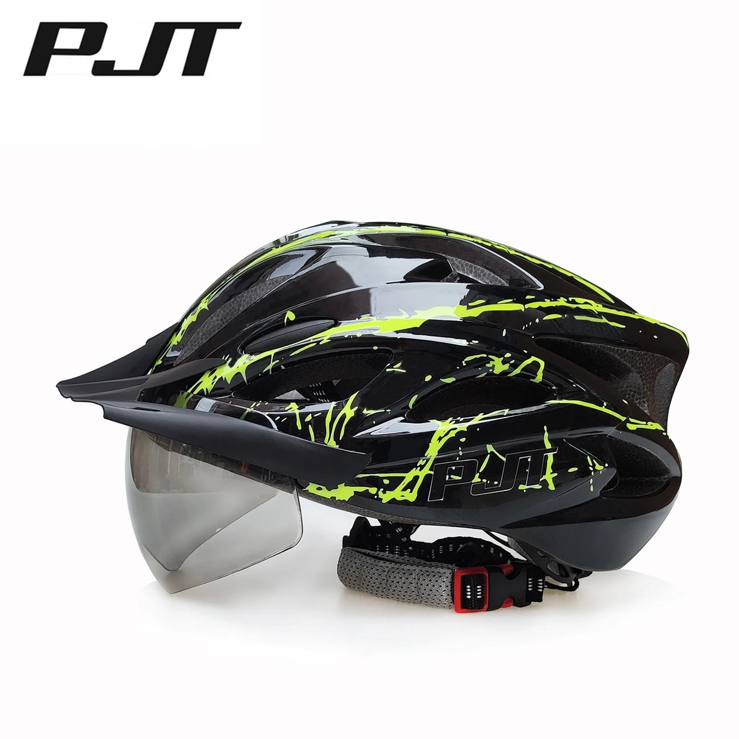 PJT 4-in-1 Lightweight Cycling Helmet - 18 Breathable Holes, Detachable Sun Visor & Goggles for Adults, Road & MTB Bike Helmet