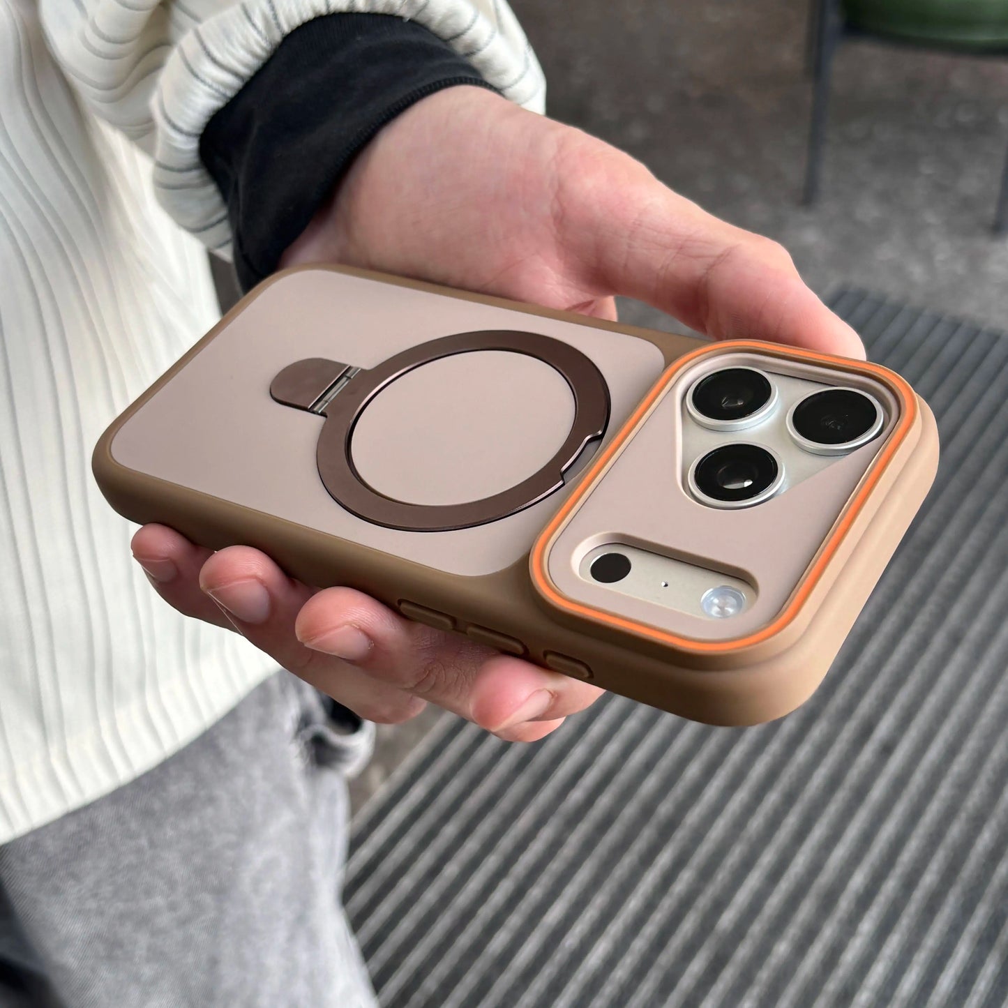 Shockproof MagSafe iPhone Case - Matte Armor Cover with Kickstand Holder