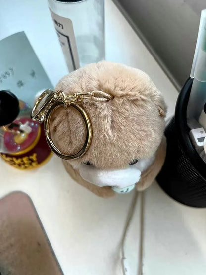 Cute Otters Holding Fish Plush Keyring - Lightweight Hanging Pendant, School Bag, Key Wallet & Toy Gift (11cm)
