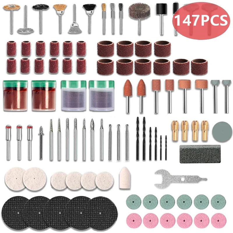 147/262PCS Rotary Tool Accessory Set for Dremel – Grinding, Polishing & Mini Drill Accessories Kit for Multi-Function Power Tool Use