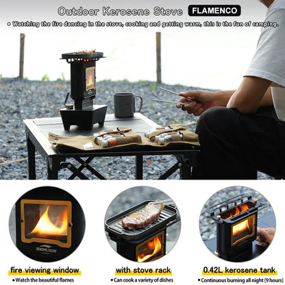 Soomloom Retro Firedance Oil Lamp Stove - Portable Outdoor Camping Lantern, Multi-Purpose Burner & Ambient Light for Camping Supplies