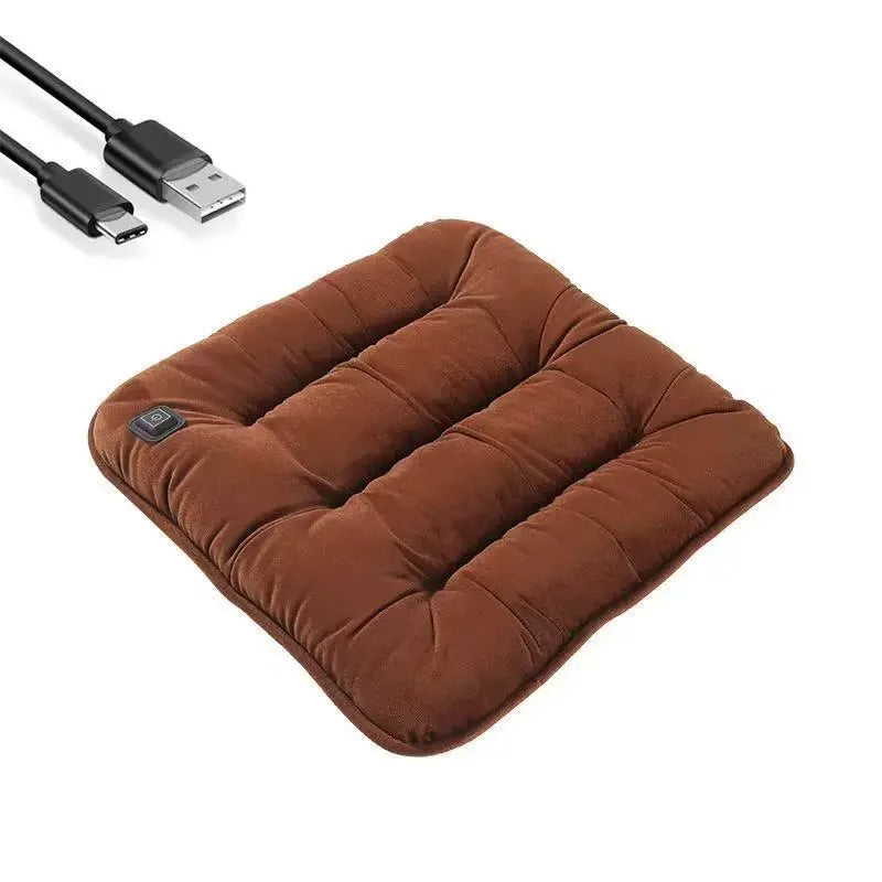 Plush Heated Seat Cushion - Quick-Heating 12V Electric Seat Pad for Cars & Home Use