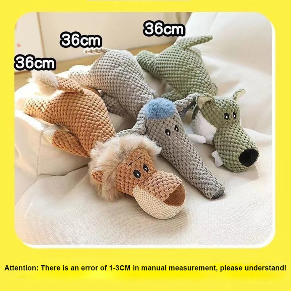 Plush Dog Chew Toy - Bite-Resistant Squeaky Teeth Cleaning Toy for Small Dogs