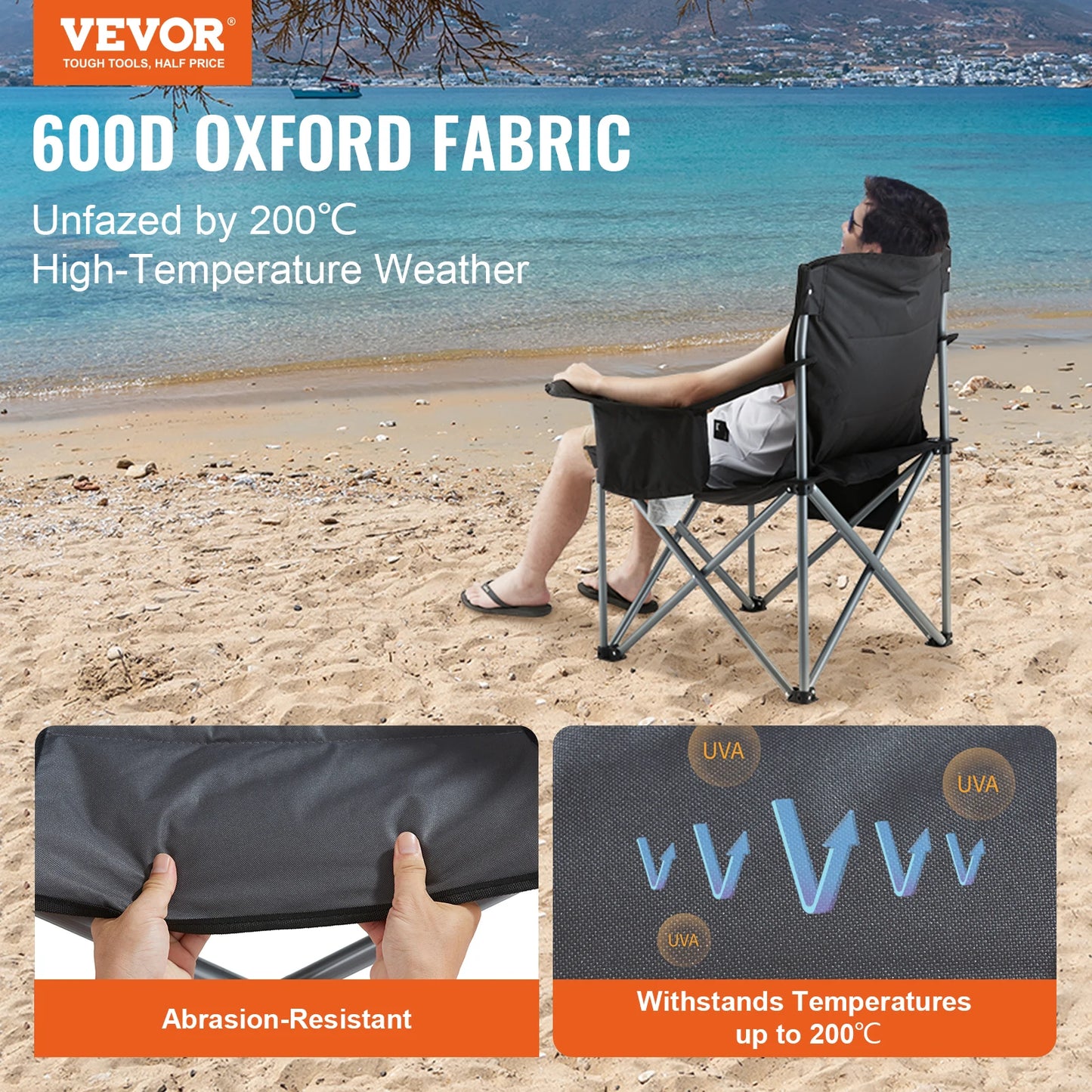 VEVOR Outdoor Camping Chair – 350lbs Ultralight Folding Portable Seat for Beach, Hiking, Picnic & Fishing