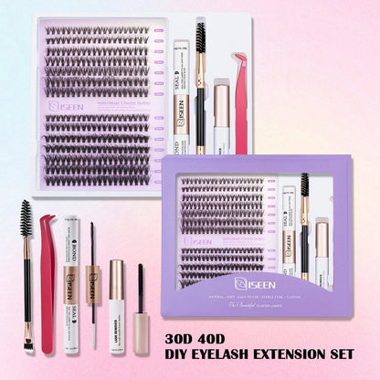 DIY Lash Extension Kit – Mixed Style Lash Clusters with Bond & Seal, Remover, Tweezers & Brush for Natural Volume & Salon-Style Eyelash Extensions