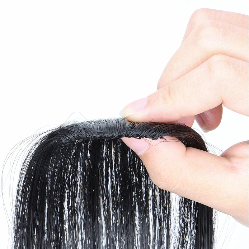 Synthetic Invisible Air Bangs Hair Extensions – Fake Front Fringe Hairpiece, Black & Brown Clip-In Bangs for Women