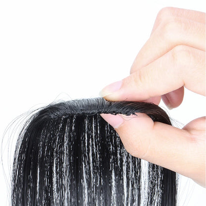 Synthetic Invisible Air Bangs Hair Extensions – Fake Front Fringe Hairpiece, Black & Brown Clip-In Bangs for Women