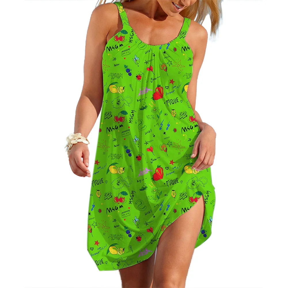 Women’s Summer Slip Dress - Floral Pastoral Style Sleeveless Loose Casual Streetwear Maxi Skirt