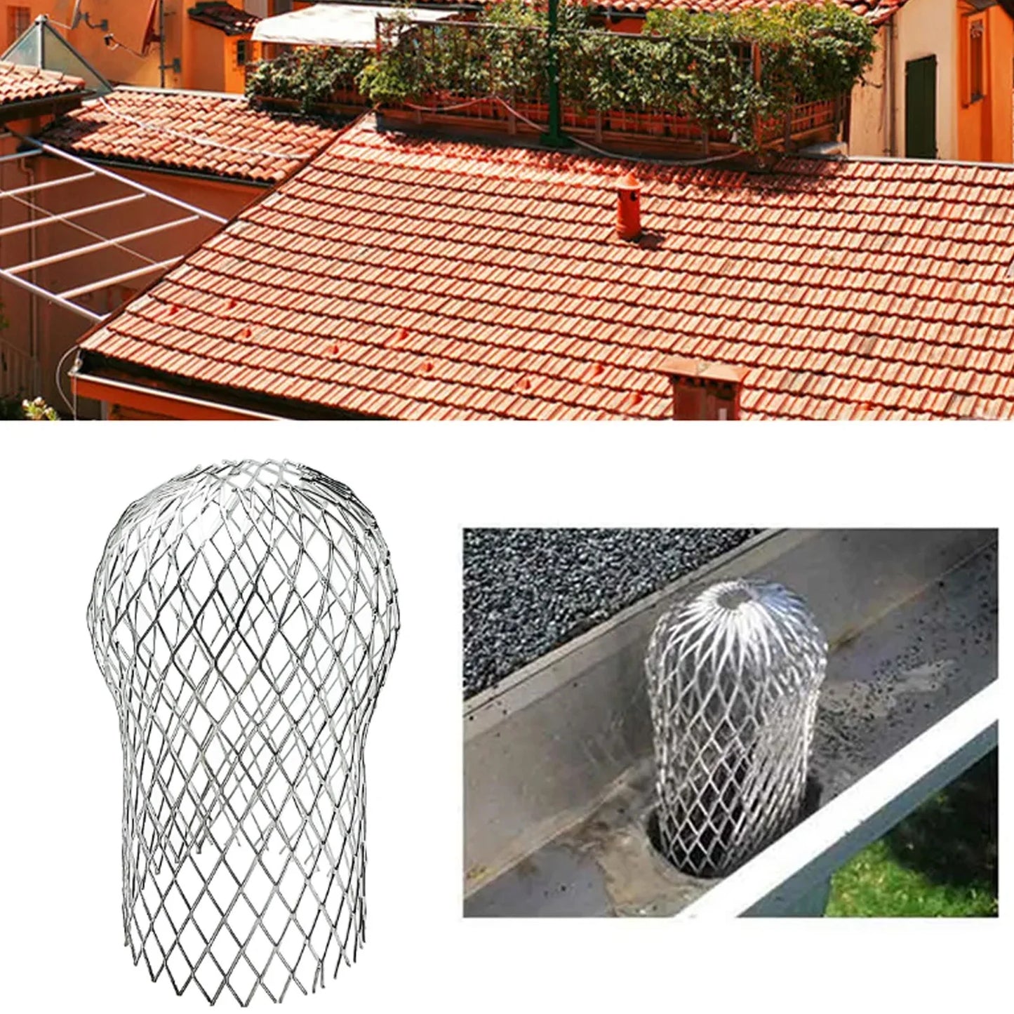 3-Inch Expand Aluminum Rain Gutter Filters - Strainer Stops Blockage from Leaves and Debris - Drain Net Cover for Roof Guard