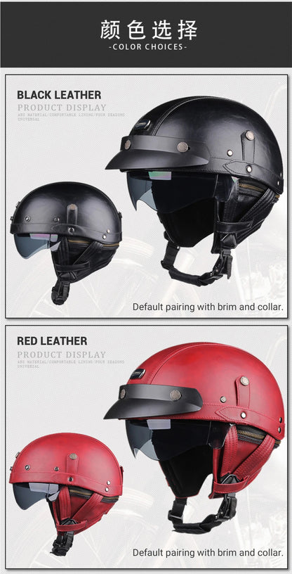 Retro Motorcycle Helmet – DOT Certified German Vintage Half Helmet for Scooter & Motorbike