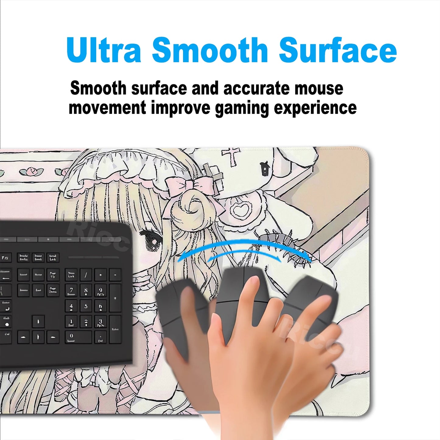 Anime Cute Angel Girl XXL Mouse Pad — Extended Gaming Desk Mat for Laptop, PC, Keyboard, Kawaii Pink Mousepad Carpet