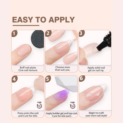 150PCS Press On Fake Nails - 6 Color Multi-Size Almond Acrylic Nails with French Style Removable Design