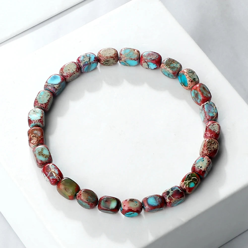 Natural Onyx Stone Bracelet - Bohemian Vintage Charm Elastic Yoga Jewelry for Women & Men