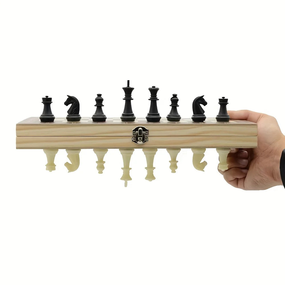 Magnetic Folding Chess Set - Solid Wooden Board - Perfect Children's Gift for Family Strategy Chess Games