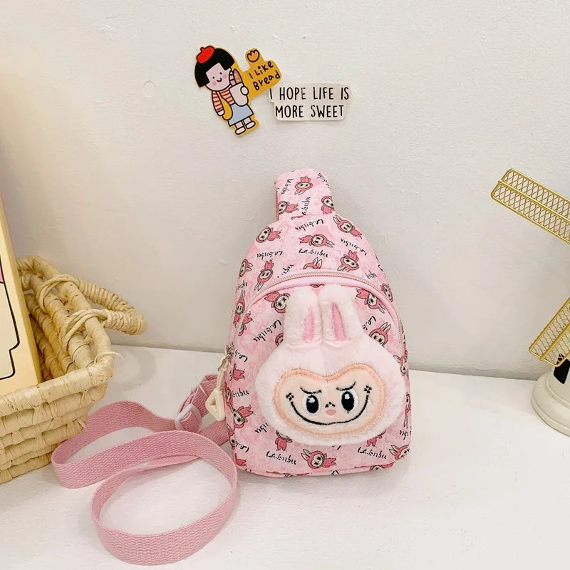 Kids Cartoon Plush Backpack – Cute Animal Crossbody Chest Bag, Lightweight & Spacious for School, Travel, Daily Use