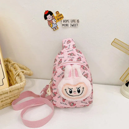 Kids Cartoon Plush Backpack – Cute Animal Crossbody Chest Bag, Lightweight & Spacious for School, Travel, Daily Use