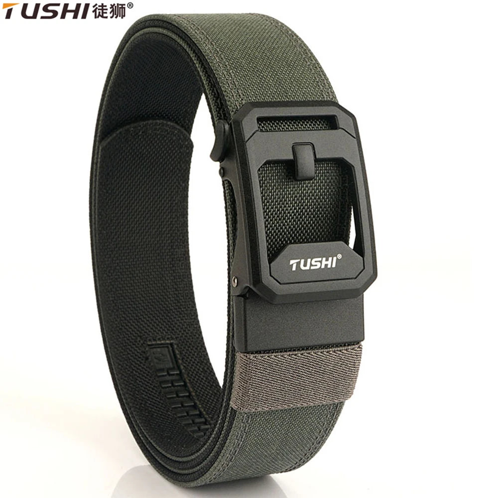 TUSHI Hard Tactical Belt for Men – Sturdy Nylon with Metal Automatic Buckle, Military & Police Duty, Outdoor IPSC Accessories