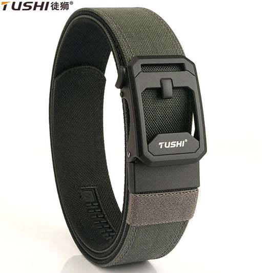 TUSHI Hard Tactical Belt for Men – Sturdy Nylon with Metal Automatic Buckle, Military & Police Duty, Outdoor IPSC Accessories