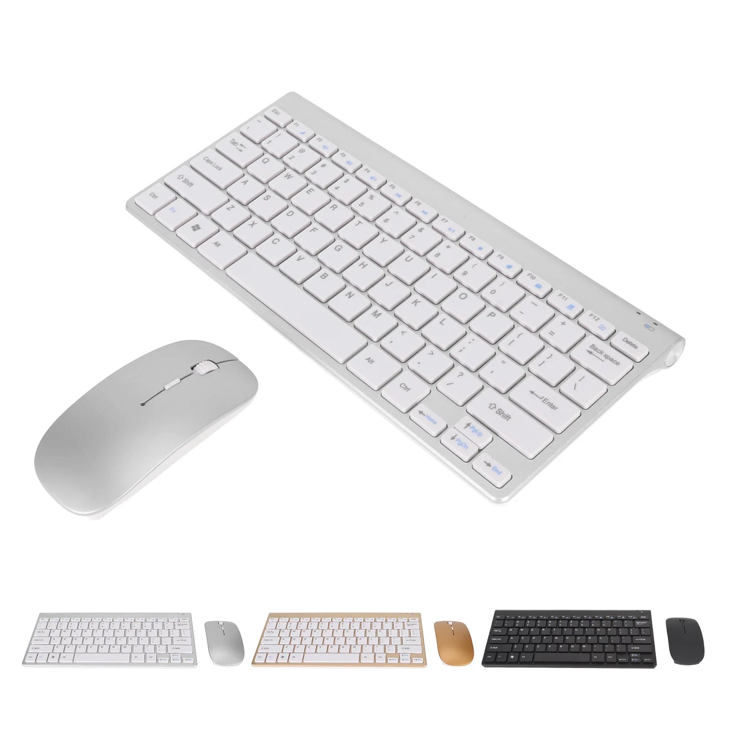 Slim Wireless Keyboard and Mouse Combo – Portable Silent Power-Saving Kit with LED Indicator for Home