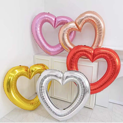40-Inch Large Hollow Heart-Shaped Aluminum Foil Balloon – Wedding, Valentine’s Day & Birthday Party Decoration