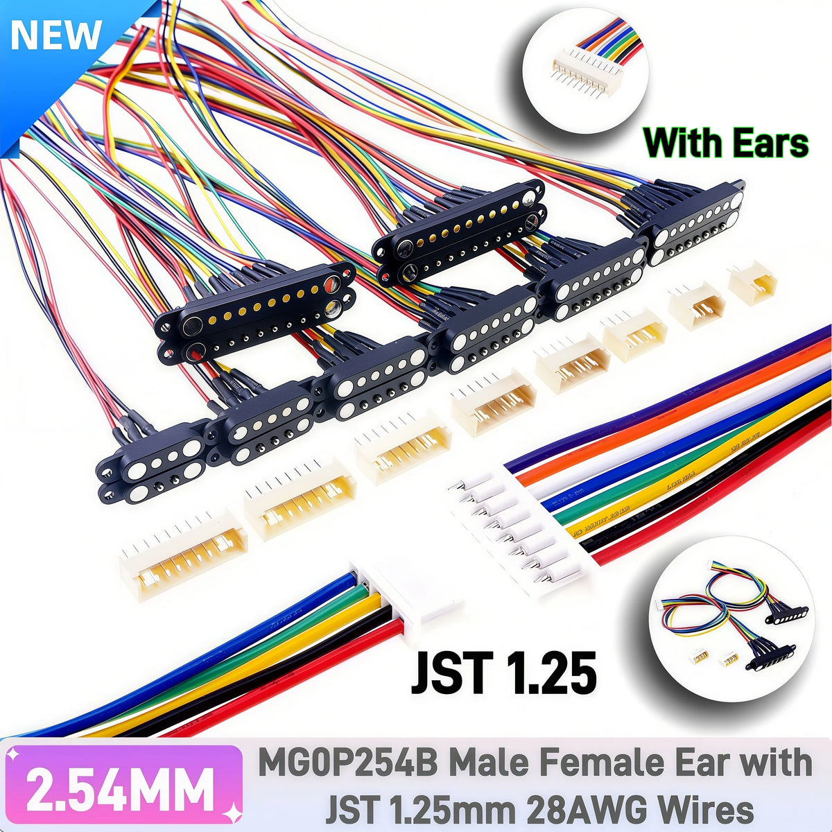 Magnetic Pogo Pin Connector - 2A Spring-Loaded 2.54mm Pitch Male Female PCB BTB Connector, 2–9 Pole Through-Hole Contacts, 1/3/5 Pairs