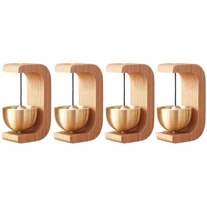Magnetic Wooden Doorbell - Solid Brass Wind Chimes, Wireless Hanging Doorbell, Japanese Style Garden Pendant & Home Decor