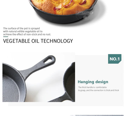 Cast Iron Frying Pan – 14/16/20cm Non-Stick Skillet for Omelettes, Pancakes & Induction Cooking