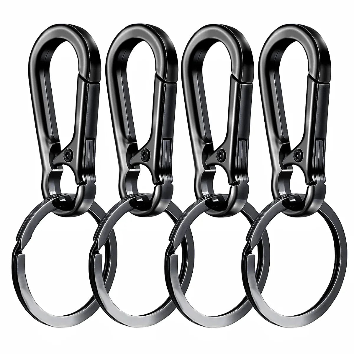 4PCS Metal Carabiner Keychain Clips - Portable Key Ring Holder Organizer for Car Keys & EDC Gear