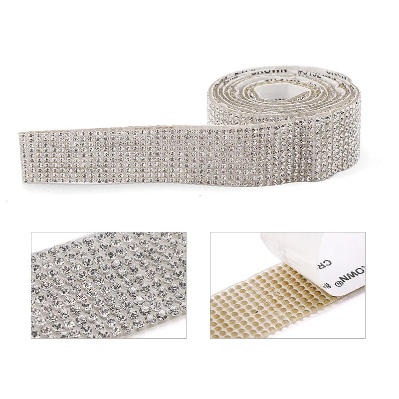 1 Yard Self-Adhesive Crystal Rhinestone Sticker Diamond Ribbon - DIY Rhinestone Arts Crafts for Car, Phone Decoration