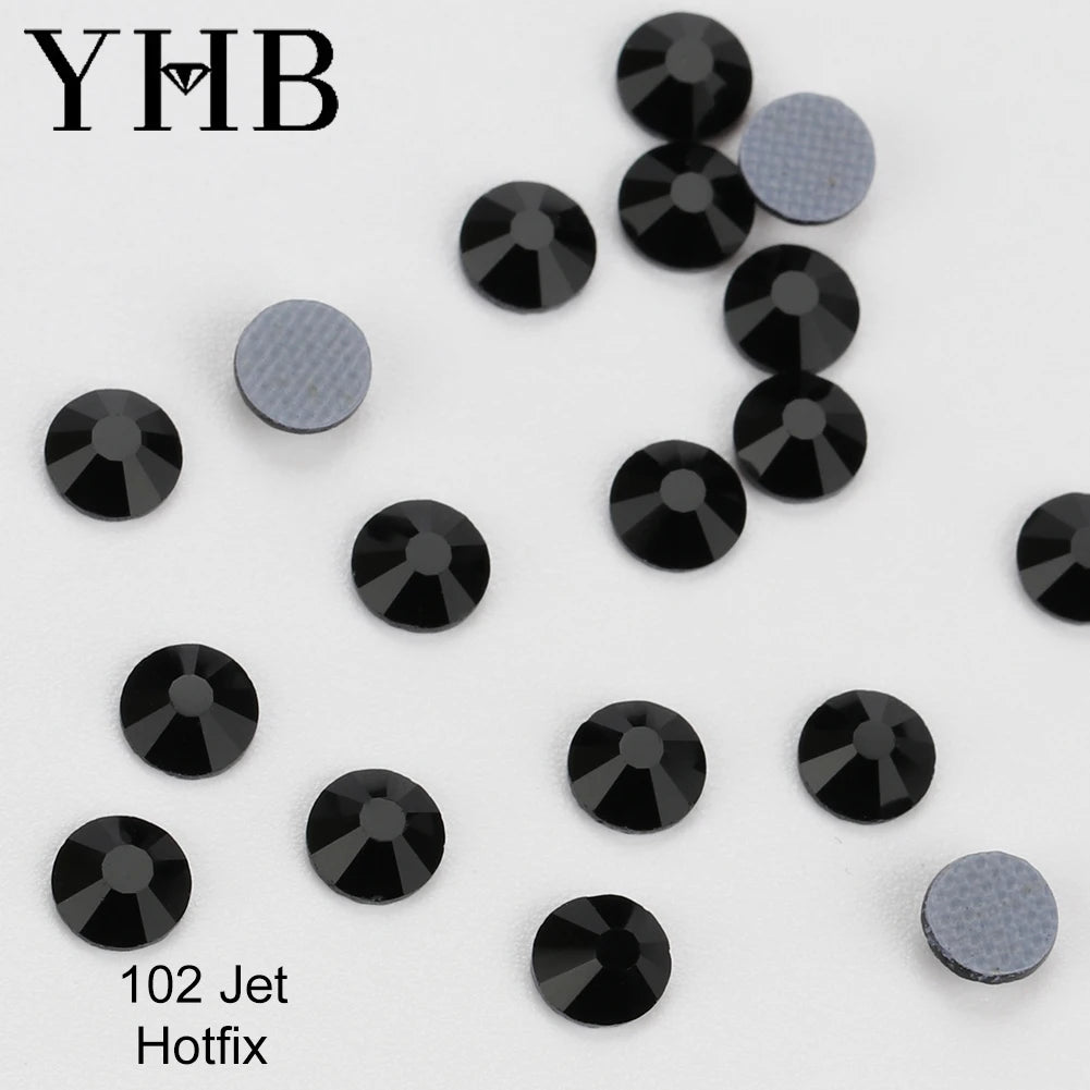 YHB 101-127 Hotfix Crystal Rhinestones - Glitter Glass Flatback Gems for Bags, Shoes, Garments, Phone & Nail Art DIY