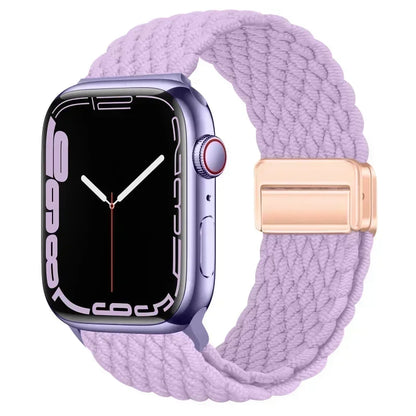 Nylon Braided Loop Apple Watch Band – Magnetic Metal Bracelet Strap for Ultra 2, Series 3–9 & SE (40mm–49mm) Adjustable Wristband