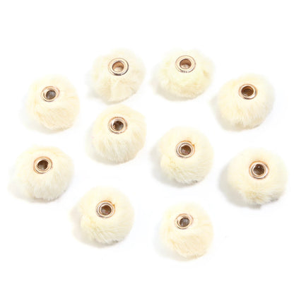 10pcs Plush Fur Ball Beads – Multicolor Pompom Spacer Beads for DIY Jewelry, Earrings & Bracelets