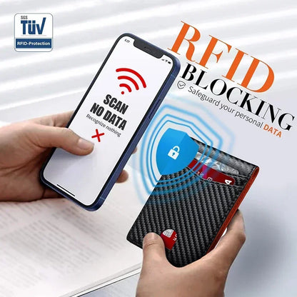 RFID Carbon Fiber Slim Wallet for Men – Luxury Money Bag, Thin Card Holder, Small Short Billfold Purse