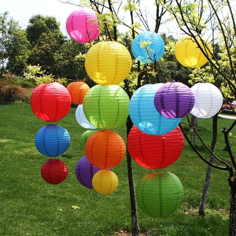 Round Paper Lanterns for Birthday Wedding Party Decor, DIY Hanging Lampion Balls, 4/6/8/10/12/14/16 Inch Craft Supplies
