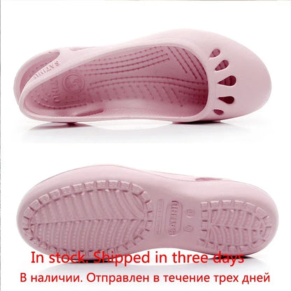 RYAMAG Women’s Clogs Jelly Sandals – Non-Slip Summer Hole Shoes, Waterproof EVA Flat Slippers for Home & Garden