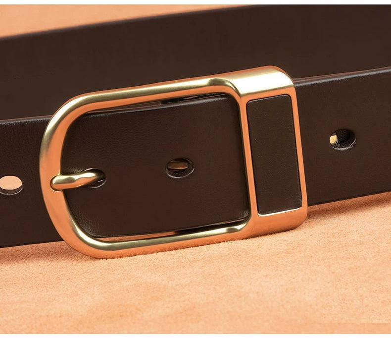 Genuine Leather Men's Belt – High-Quality Buckle, Cowskin Casual & Business Waistband, Fashion Designer 2022 New