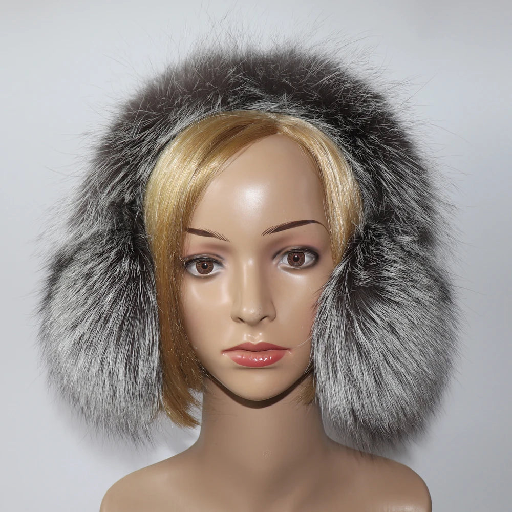 Real Fox & Raccoon Fur Earmuffs – Warm Winter Ear Warmer for Women and Girls, Plush Genuine Fur Accessory