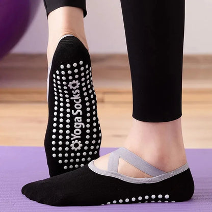 Professional Women's Yoga Socks - Anti-Slip Silicone Ballet and Pilates Socks with Breathable Bandage Design