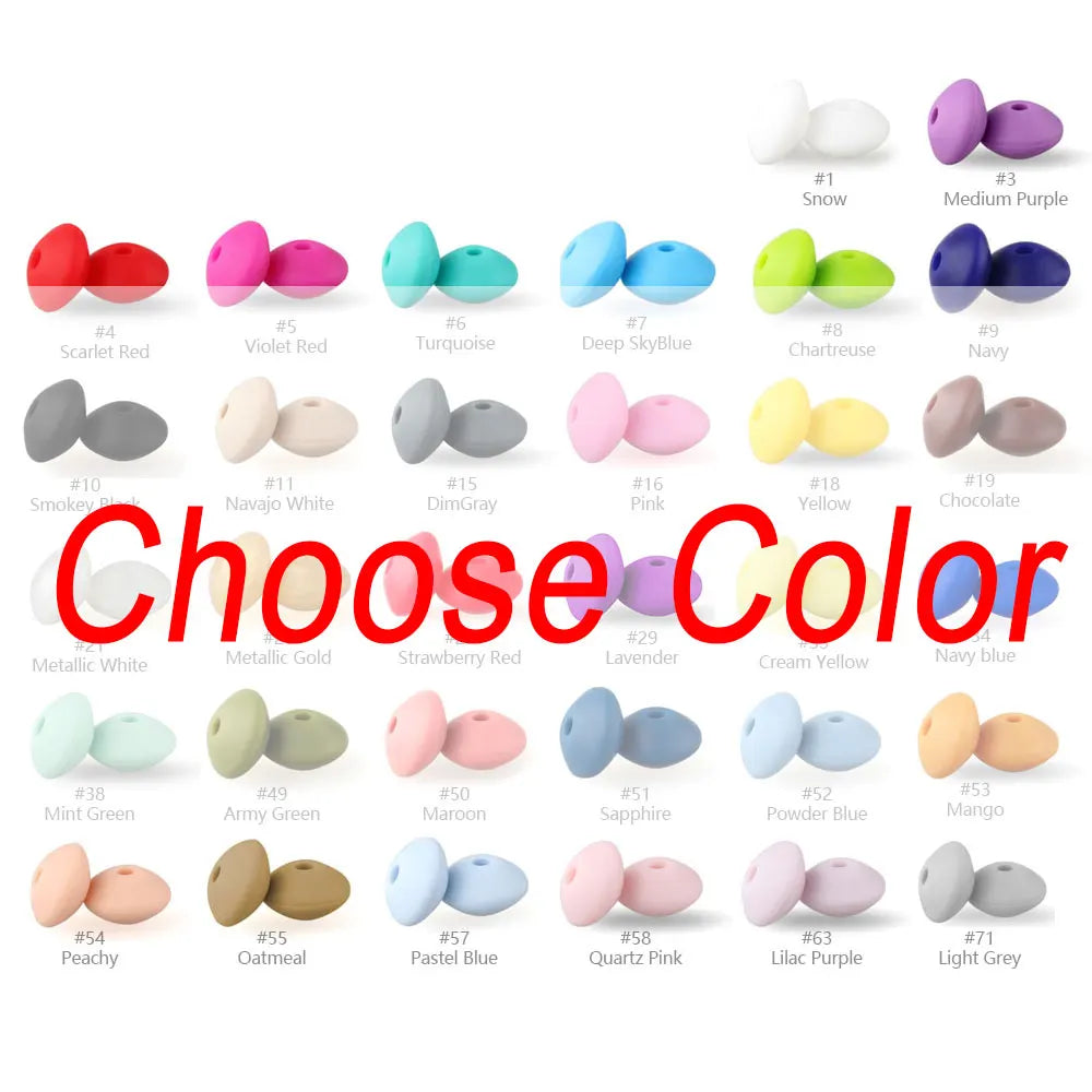 100/50/20Pcs Silicone Lentil Beads - 12mm BPA Free Loose Spacer Beads for DIY Jewelry Making Bracelets Necklaces Keychains