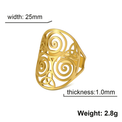 Triskelion Amulet Adjustable Ring – Celtic Knot Stainless Steel Ring for Men & Women, Wicca Vintage Jewelry Gift