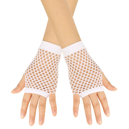 Fingerless Mesh Gloves - Solid Color Short Fishing Net Gloves for Parties & Dance