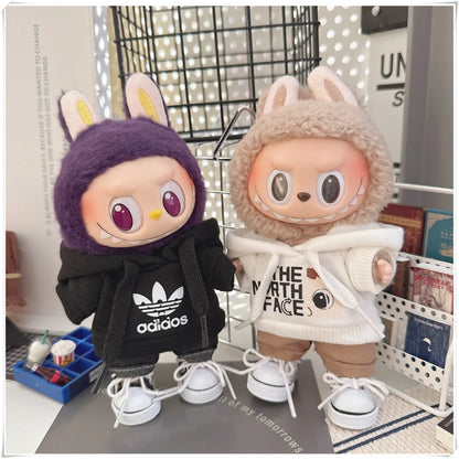 15/17cm Labubu V1 V2 Doll Clothing Set – Fashion Hoodie & Pants, Korean Idol Style DIY Accessories Toy Gift
