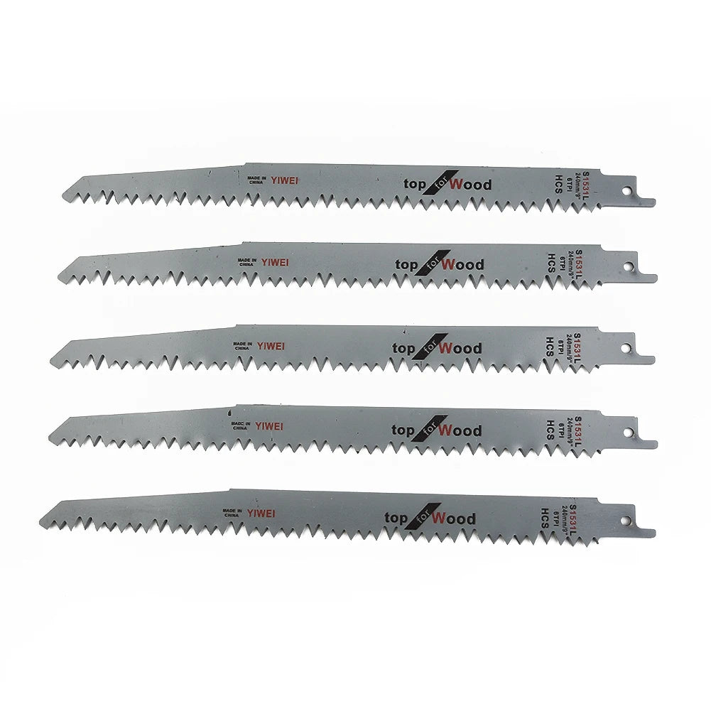 5PCS Reciprocating Saw Blades S1531L Saber Saw Blade Set – Multi-Purpose Woodworking Power Tool Blades for Wood Cutting & Pruning