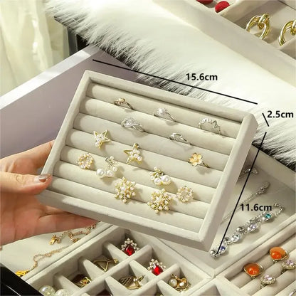 Jewelry Storage Box Organizer – Multi-Compartment Necklace, Ring, Earrings & Brooch Display Drawer Tray